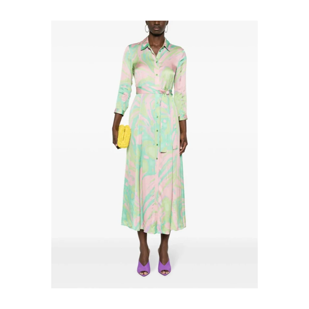 pinko Satin Print Sushi Jurk Green Dames