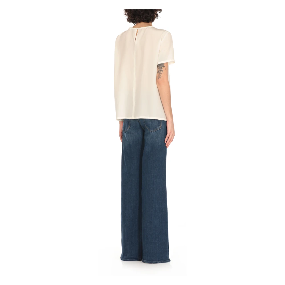 ETRO Zijden Top met Geborduurd Logo Beige Dames