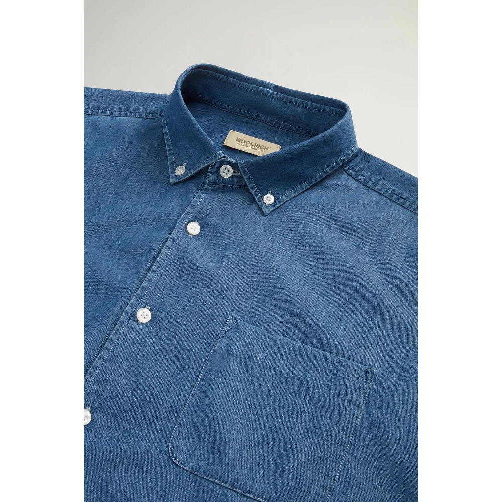 Woolrich Katoenen Casual Shirt met Zak Blue Heren