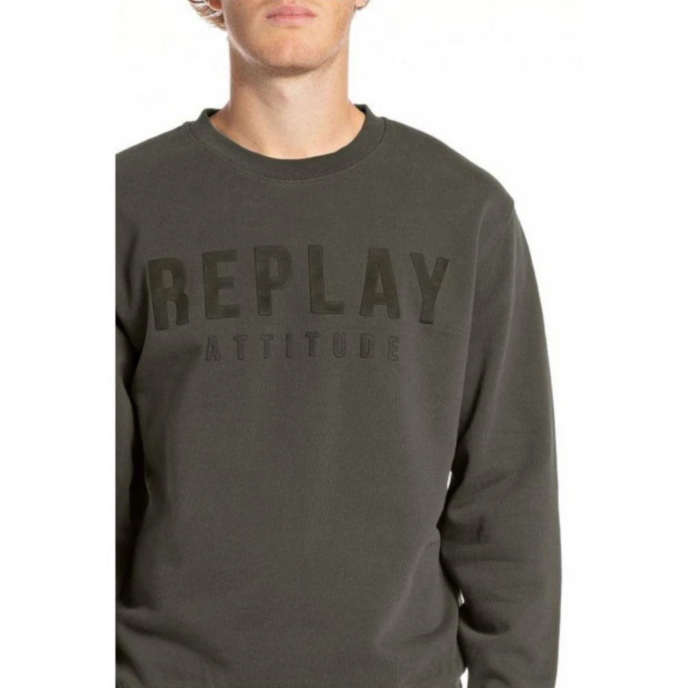 Replay Logo Sweatshirt Green Heren