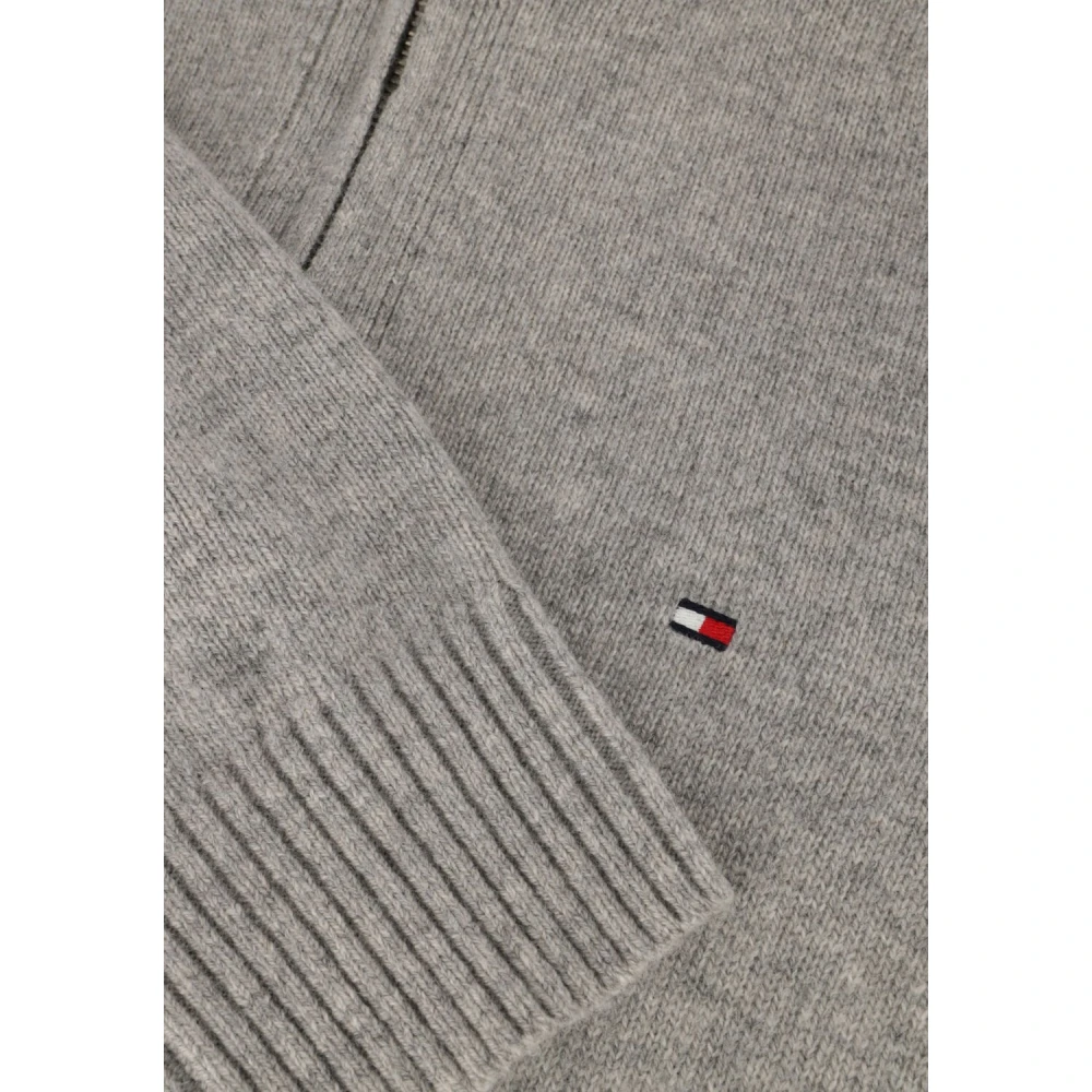 Tommy Hilfiger Lamswol Zip Mock Trui Blue Heren