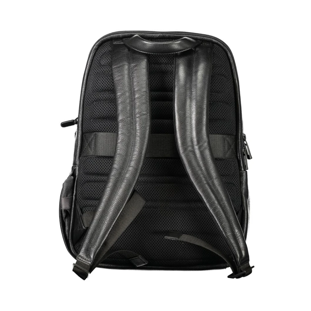 Piquadro Zwarte leren rugzak Black Unisex