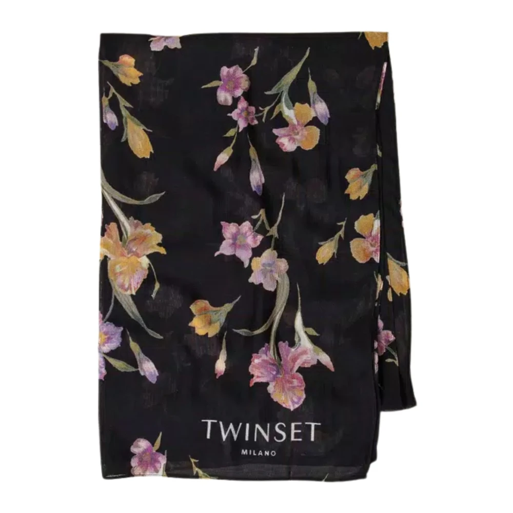 Twinset Bloemenprint Sjaal Collectie Black Dames
