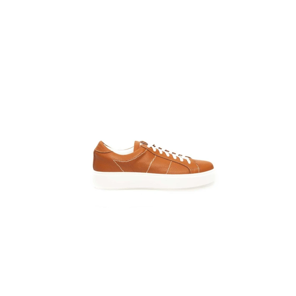 Cerruti 1881 Leren Sneakers met Rubberen Zool Heren Schoenen Oranje