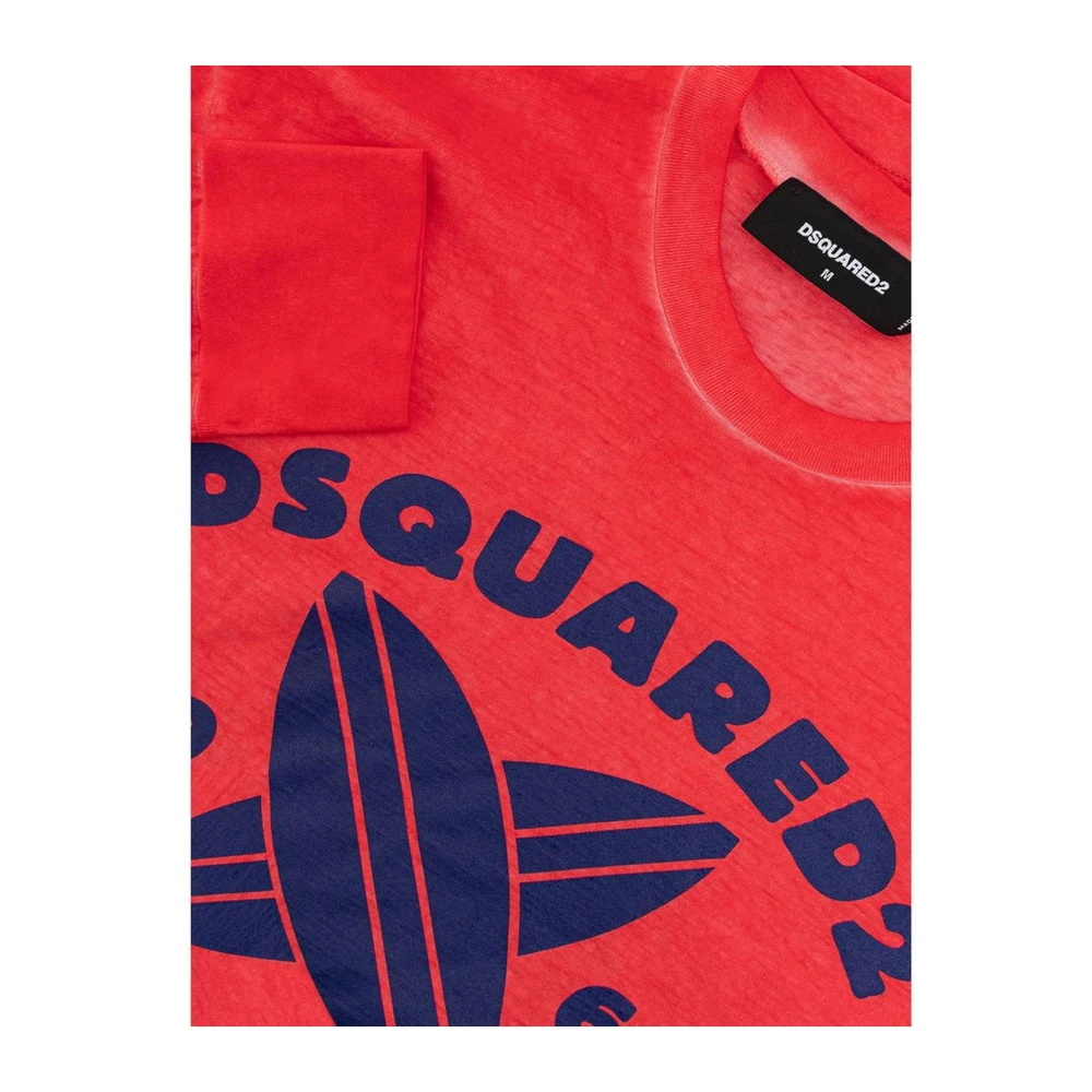 Dsquared2 Rode Katoenen Tee Klassieke Crew Neck Red Heren