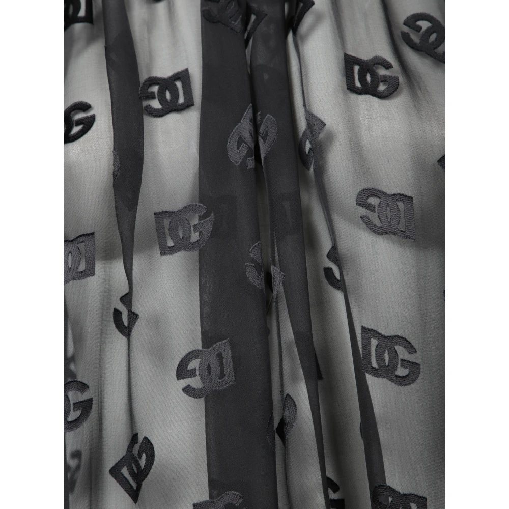 Dolce & Gabbana Transparante Voile Blouse met Monogram Print Black Dames