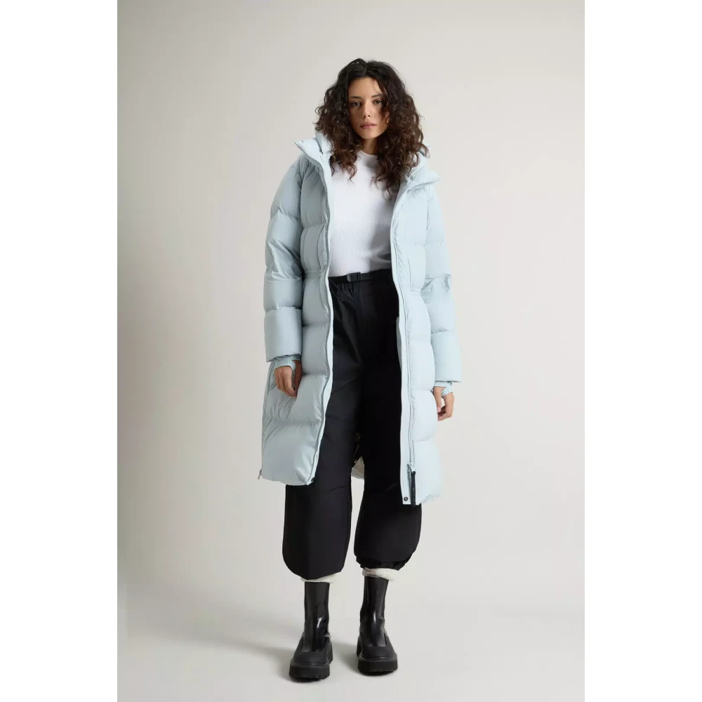 Woolrich Long Down Stretch Parka Pearl Blue Dames