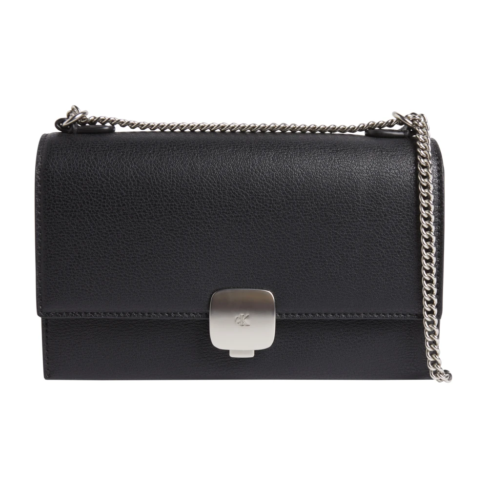 Calvin Klein Zwarte Kettingflap Tas Black Dames