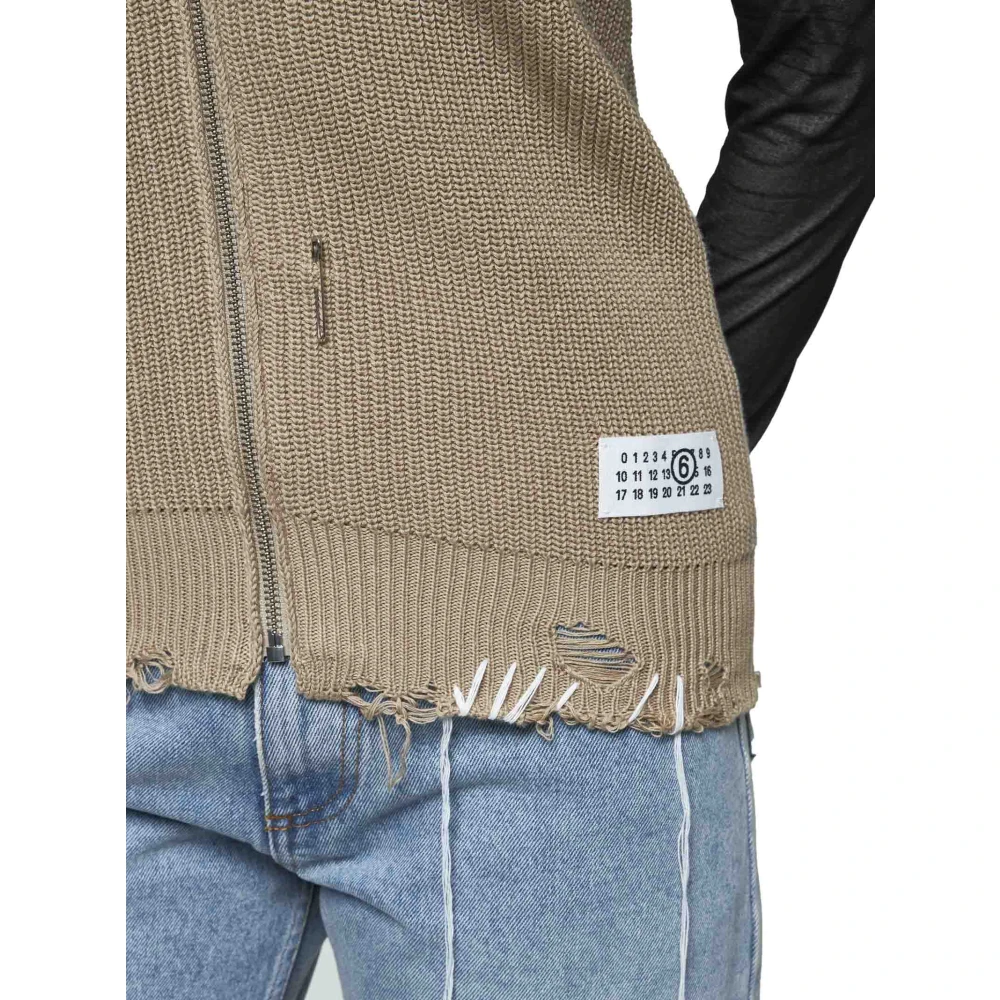 MM6 Maison Margiela Beige gebreide vest met distressed effect Beige Dames