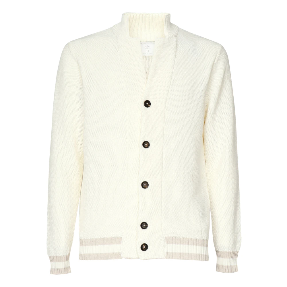 Eleventy Witte Katoenen Jas Met Knoopsluiting Beige Heren