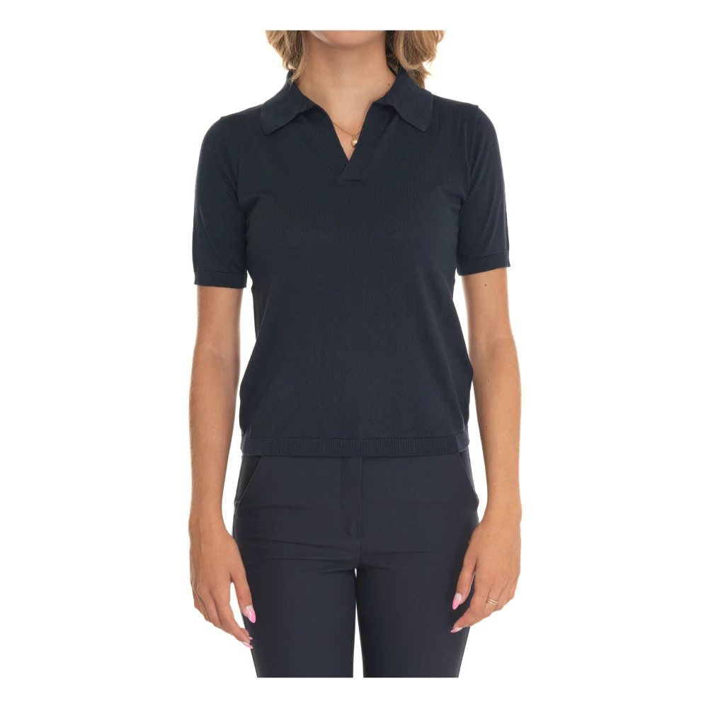 Weekend Max Mara Blue Silk Cotton Polo Shirt - Female - Polo Shirts - M - Tops