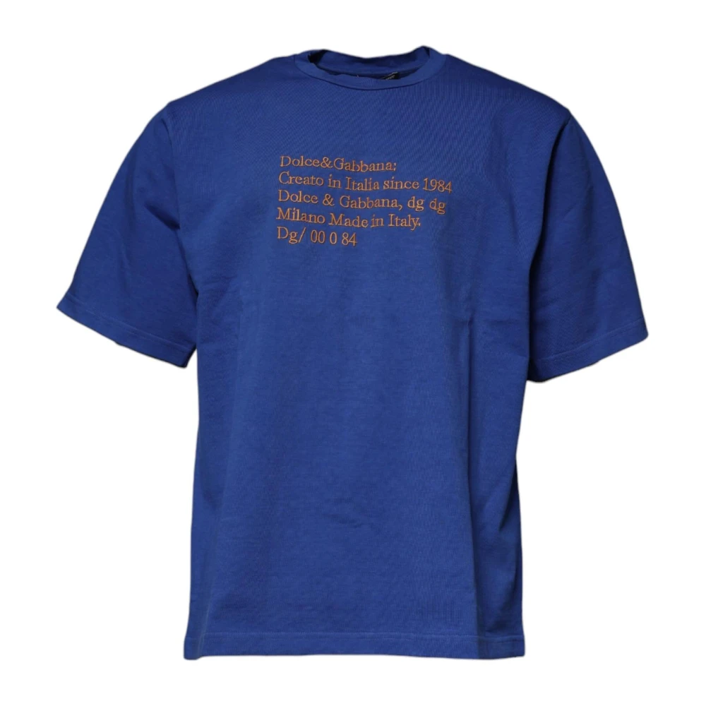 Dolce & Gabbana Men's Blue Graphic Print Crew Neck T-Shirt - T-Shirts - Xl - Tops