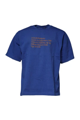 Blå Grafiskt Tryck Crew Neck T-shirt