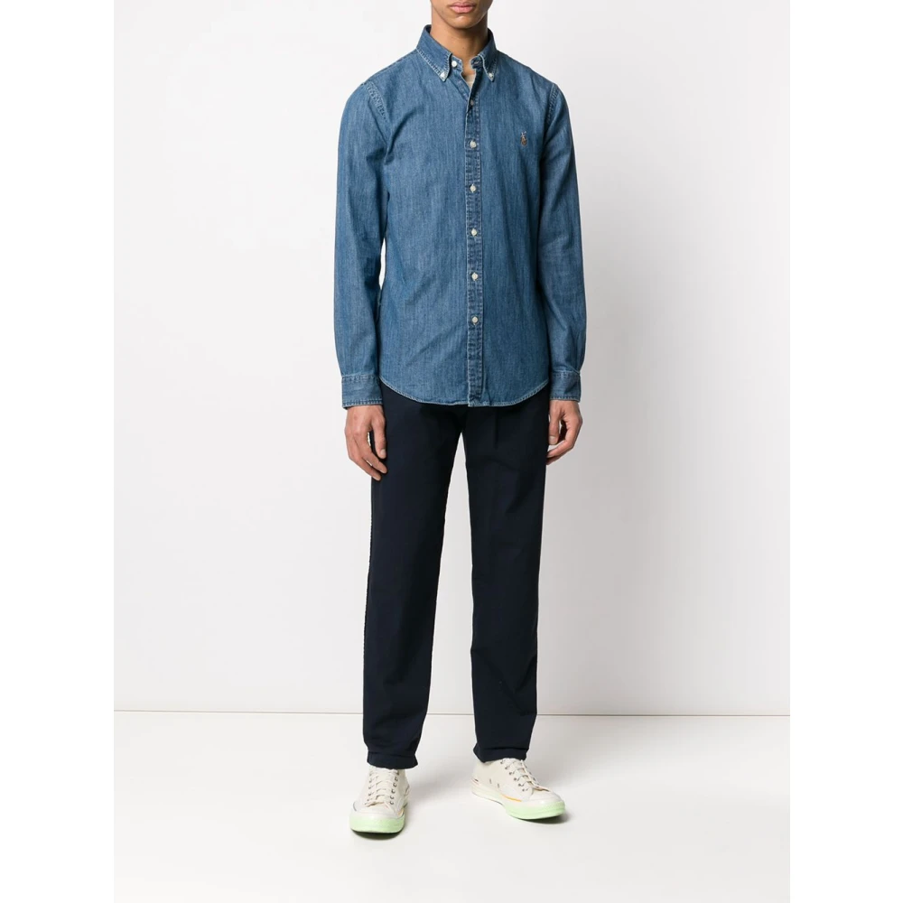 Polo Ralph Lauren Denim Sportshirt Lange Mouw Blue Heren