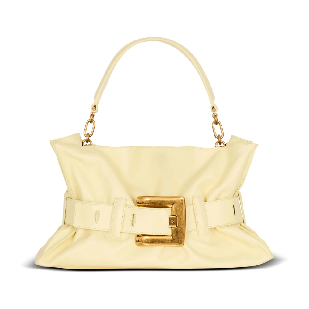 Balmain Yellow Medium Anthem Bag In Calfskin Leather - Female - Handbags - One Size - Bags