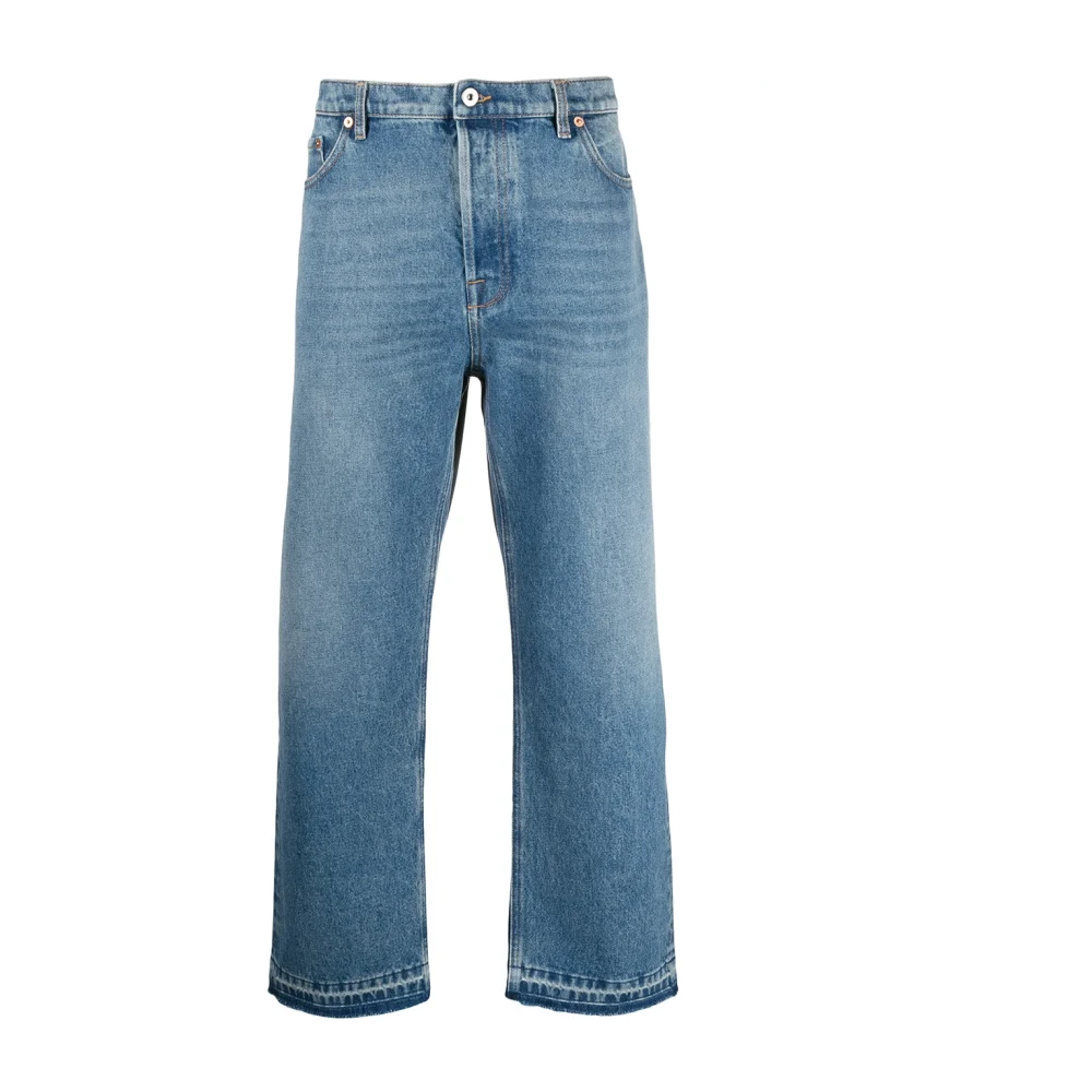 Valentino Men's Blue Dual Material Denim Trousers