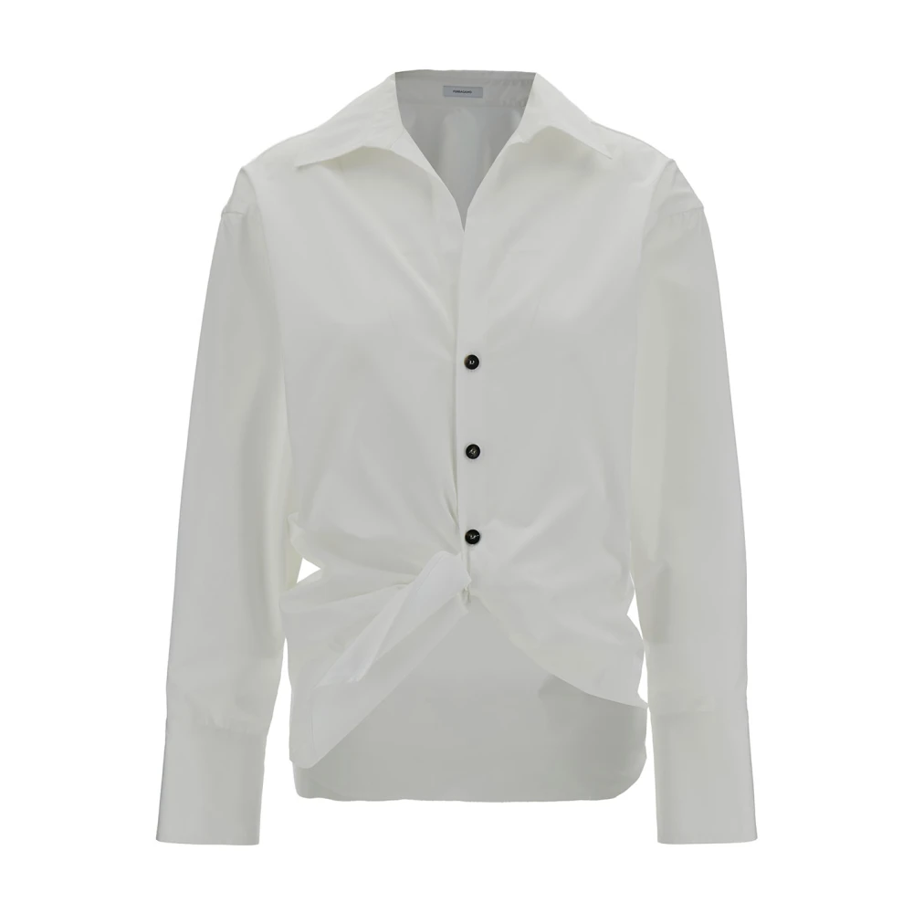 Salvatore Ferragamo Witte Cubaanse Kraag Shirt White Dames