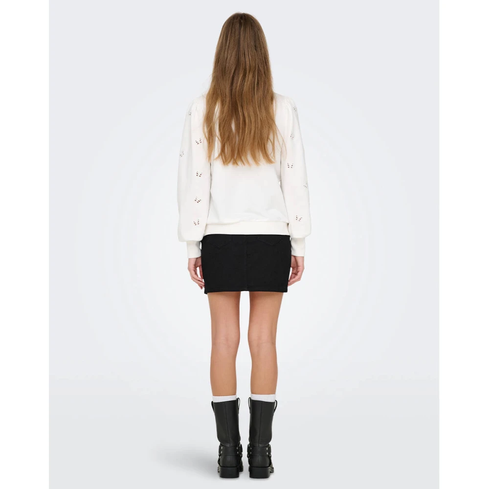 Only Puff Borduurwerk Sweater White Dames