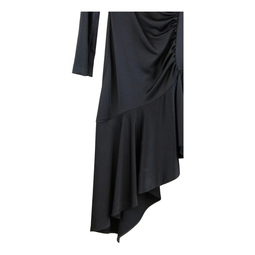 Elisabetta Franchi Gouden Ketting Rits Jurk Black Dames