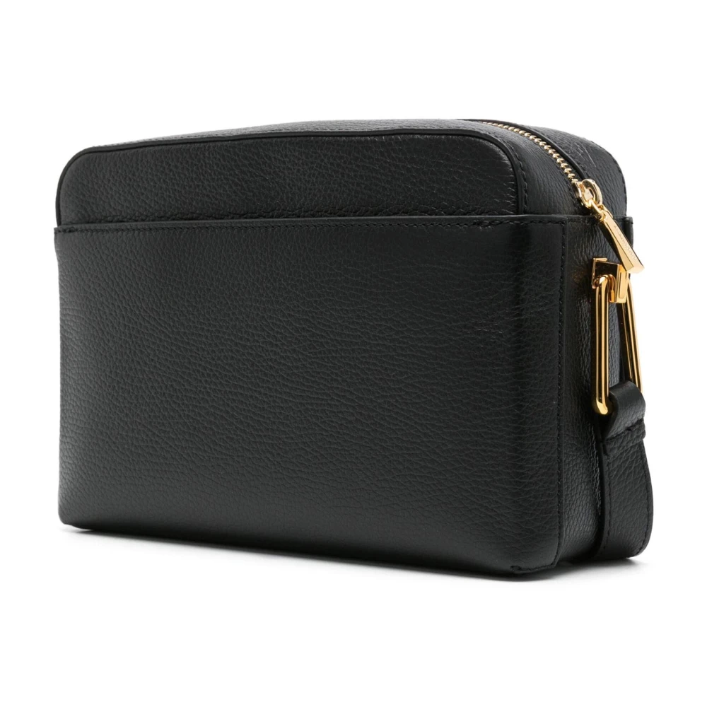 Coccinelle Leren Crossbody Tas Gehamerd Patroon Black Dames