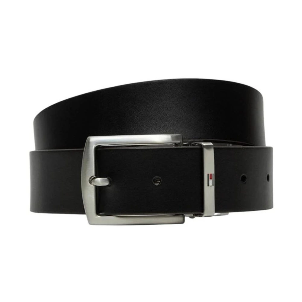 Tommy Hilfiger Klassieke Zwarte Leren Riem voor Mannen Black Heren