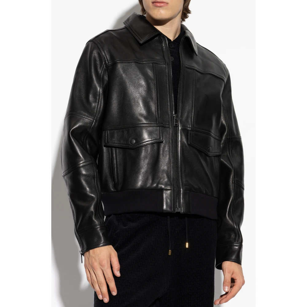 Balmain Leren jas Black Heren
