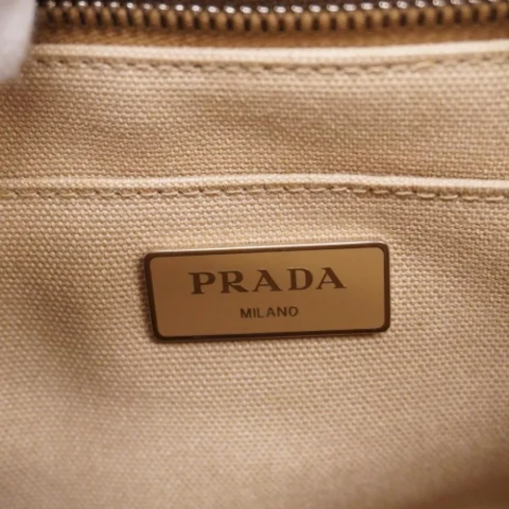 Prada Vintage Pre-owned Raffia prada-bags Beige Dames