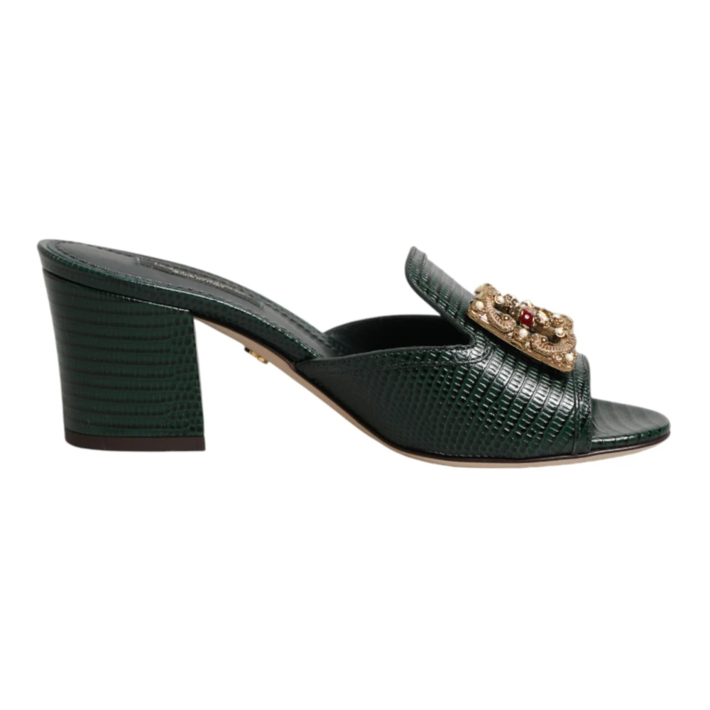 Dolce & Gabbana Women's Green Heeled Slides - Heeled Mules - 2 Uk - Shoes
