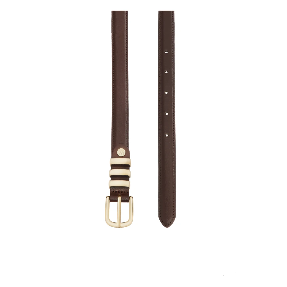 Kazar Smalle riem gemaakt van glad leer in donkerbruine kleur Brown Dames