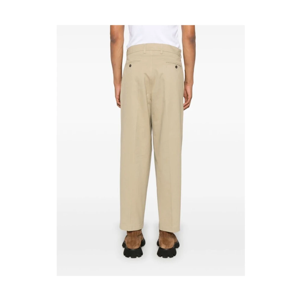 Cruna Beige Katoenen Gabardine Wijde Pijp Broek Beige Heren