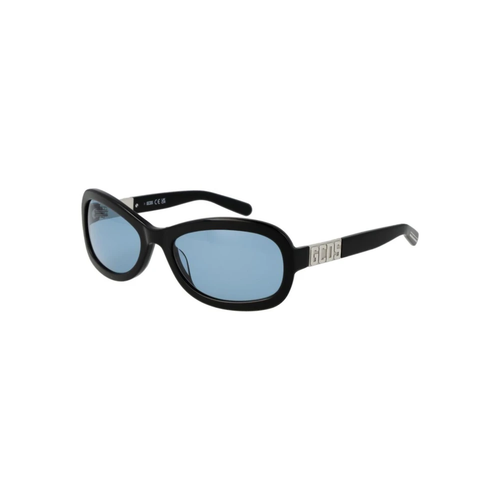 Gcds Unisex Black Stylish Oval Sunglasses With Uv Protection