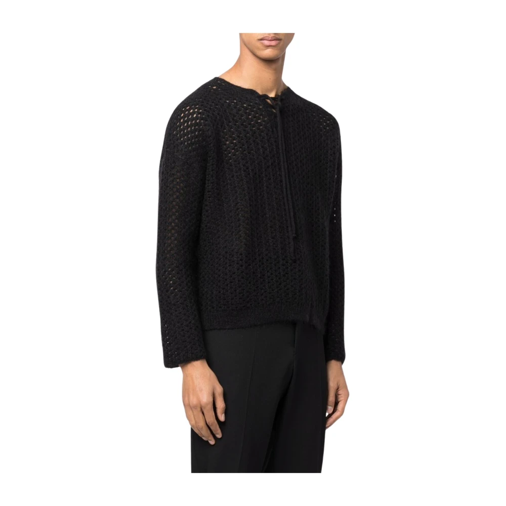 Saint Laurent Geperforeerde Trui Black Heren