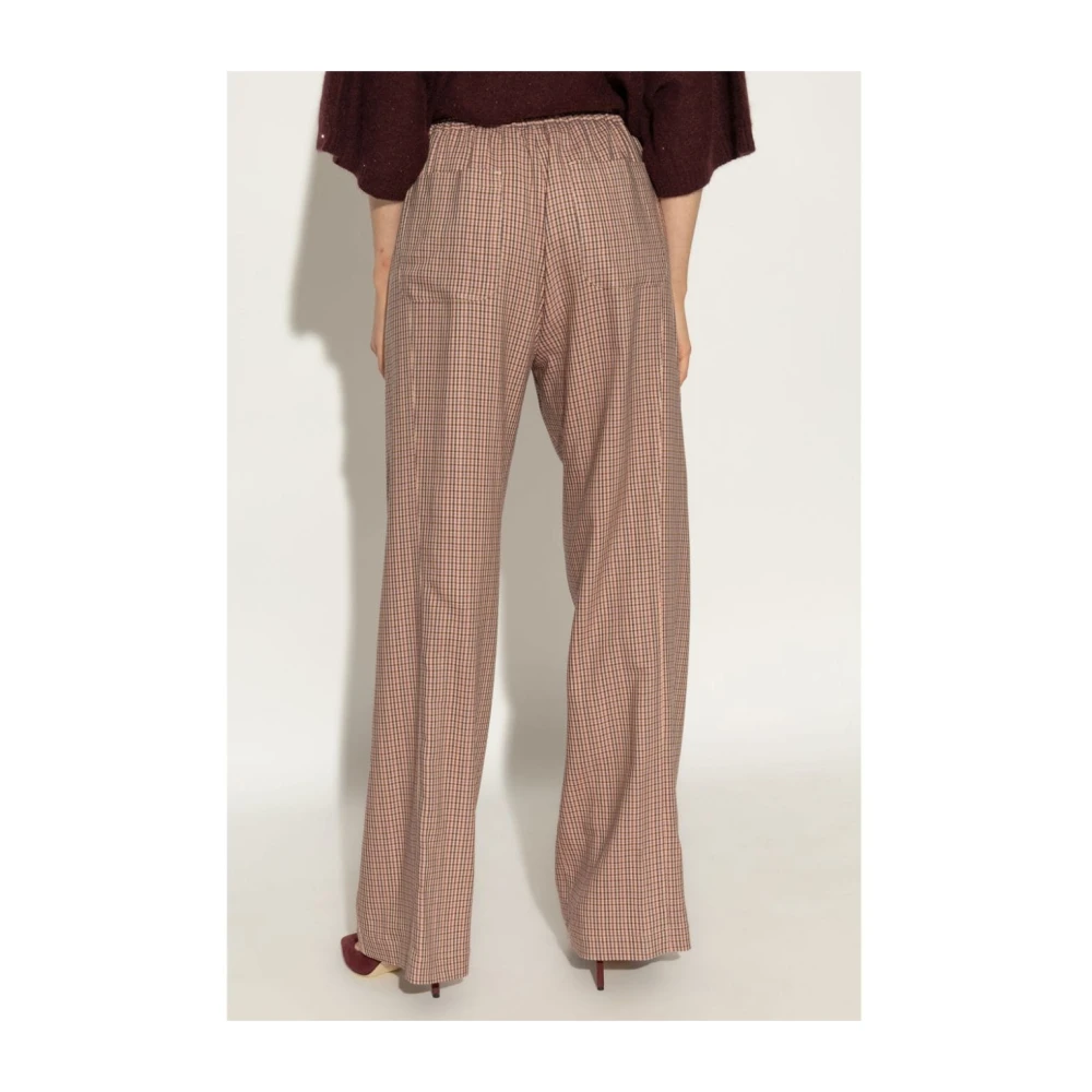 PS By Paul Smith Beige Check Wide Leg Trousers Beige Dames