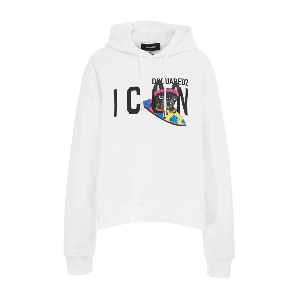 Dsquared2 Women's White Logo Print Hoodie - Hoodies - S - Sweatshirts & Hoodies