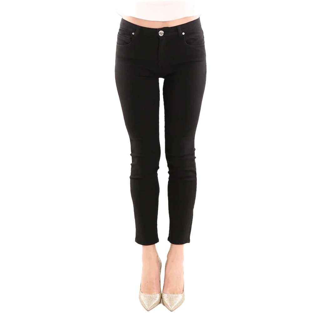 Pinko Cropped Skinny-Fit Lyocell Jeans Black Dames
