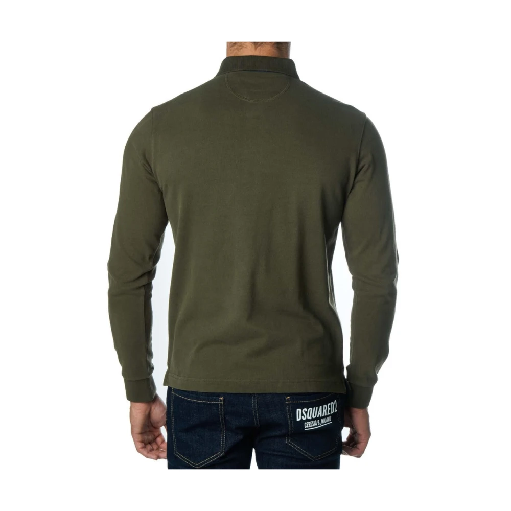 LA MARTINA Lange mouw groene polo met blauw logo Green Heren