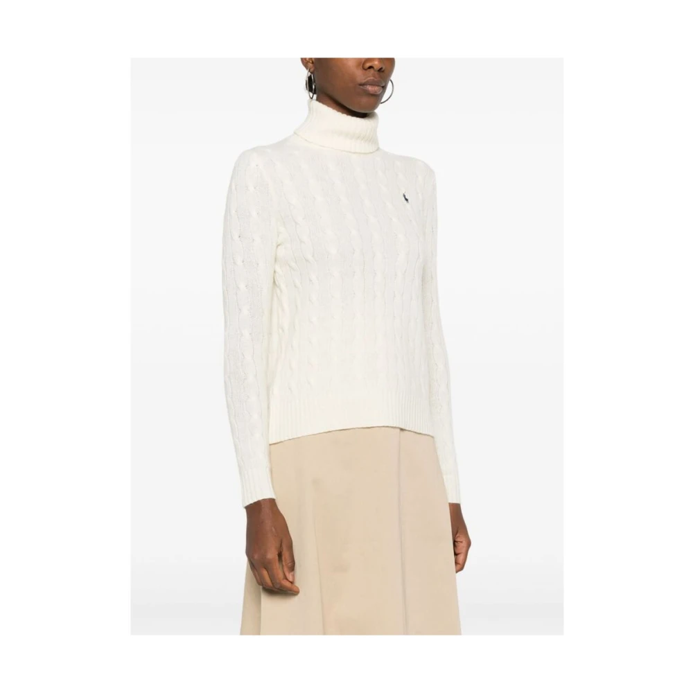 Ralph Lauren Wollen en kasjmier kabelgebreide coltrui White Dames