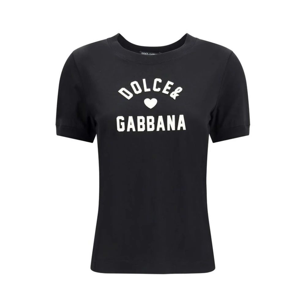 Dolce & Gabbana Women's Black Cotton Crew Neck T-Shirt