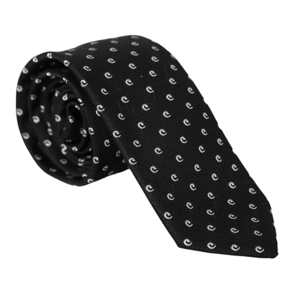 Dolce & Gabbana Staff Patroon Katoenen Stropdas met Gezichtsmasker Black Heren