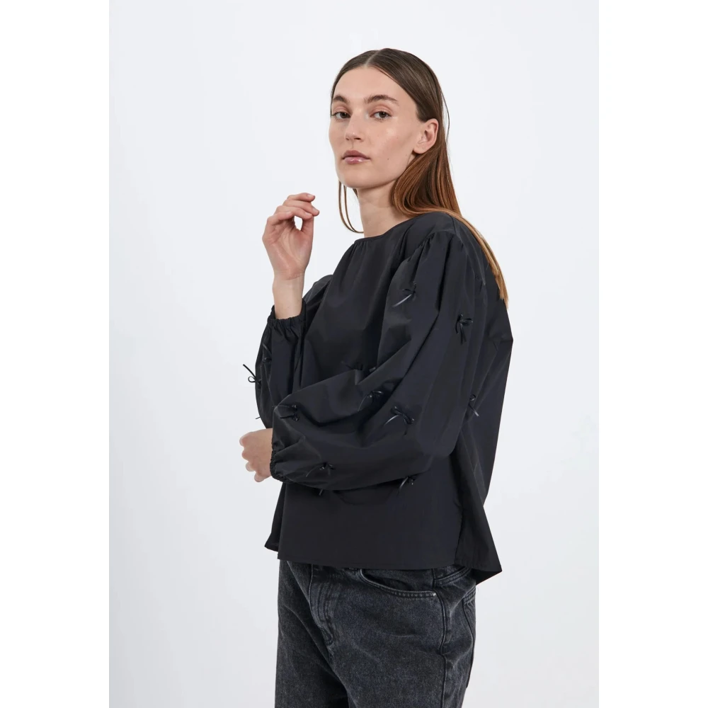 Norr Striktop met Strikdetails op Mouwen Black Dames
