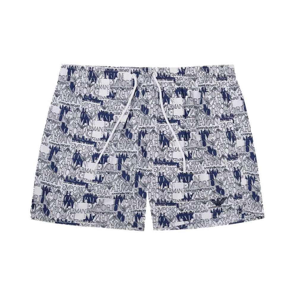 Emporio Armani Men's White Elegant Polyester Swim Shorts