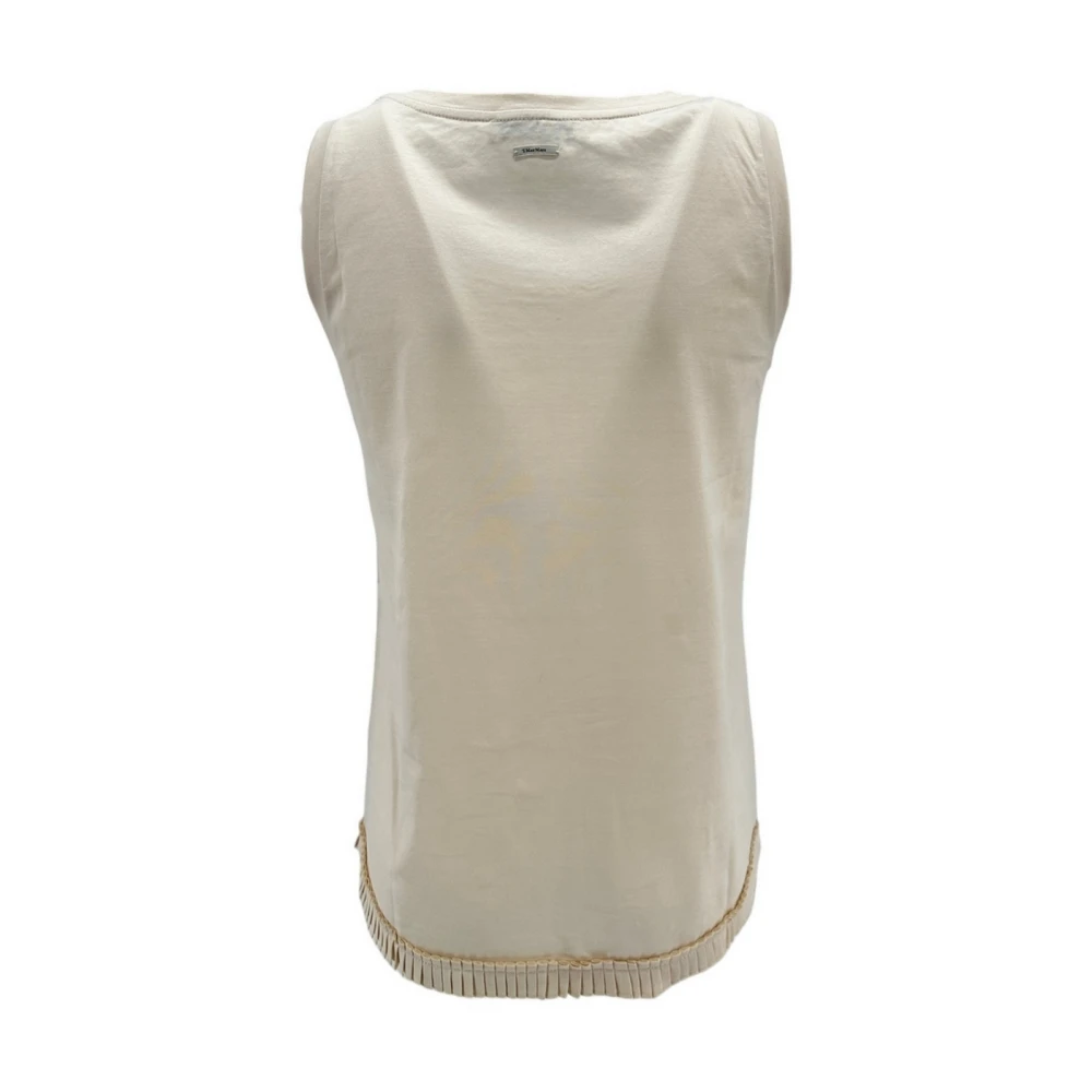 Max Mara Studio Madonna Hals Katoenen Tanktop Beige Dames