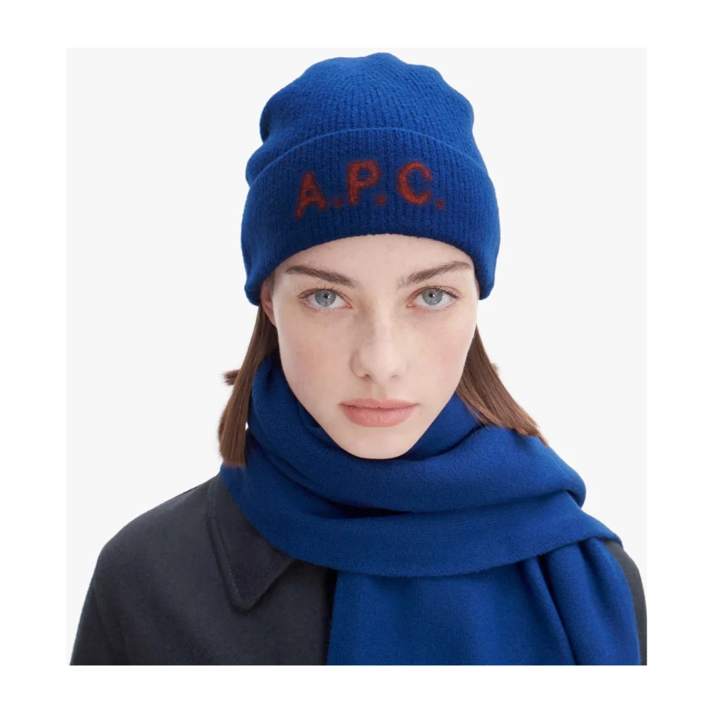 A.p.c. Blauwe Merinowol Beanie Muts Blue Unisex