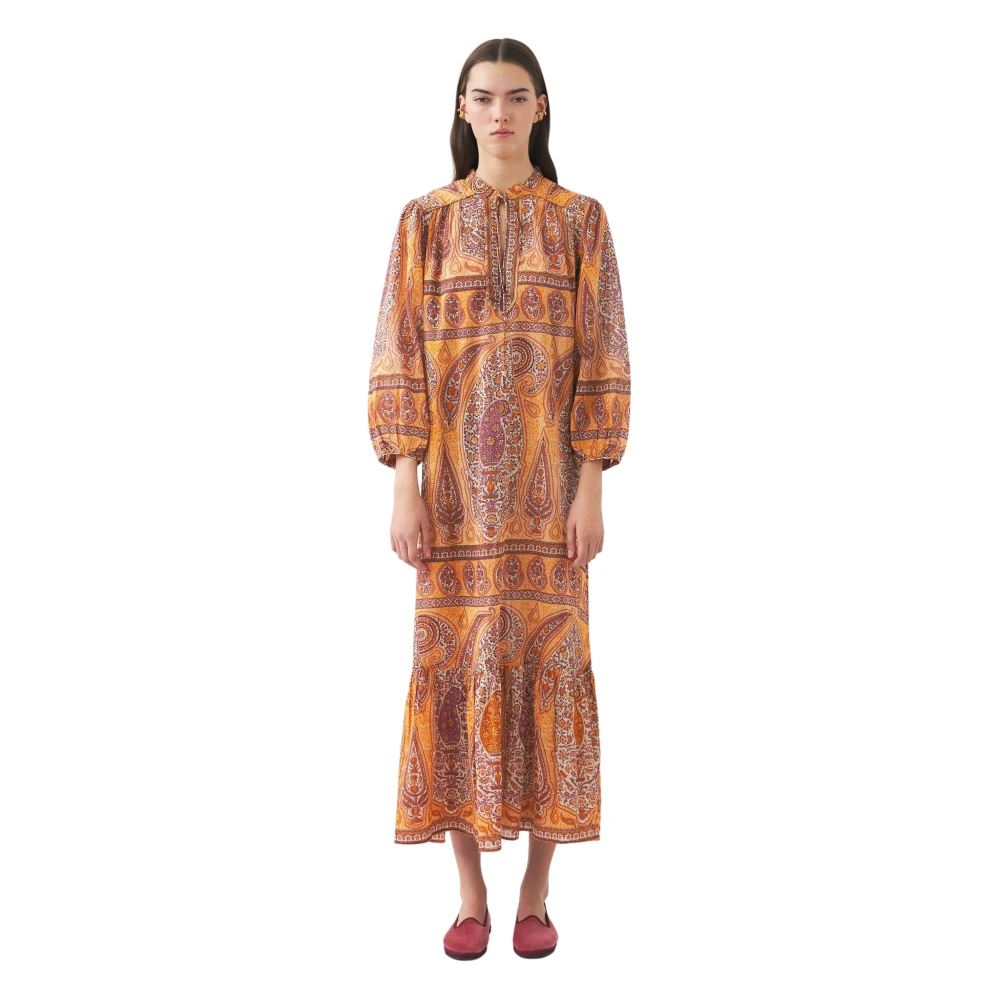 Antik batik Print jurk Tajar Orange Dames