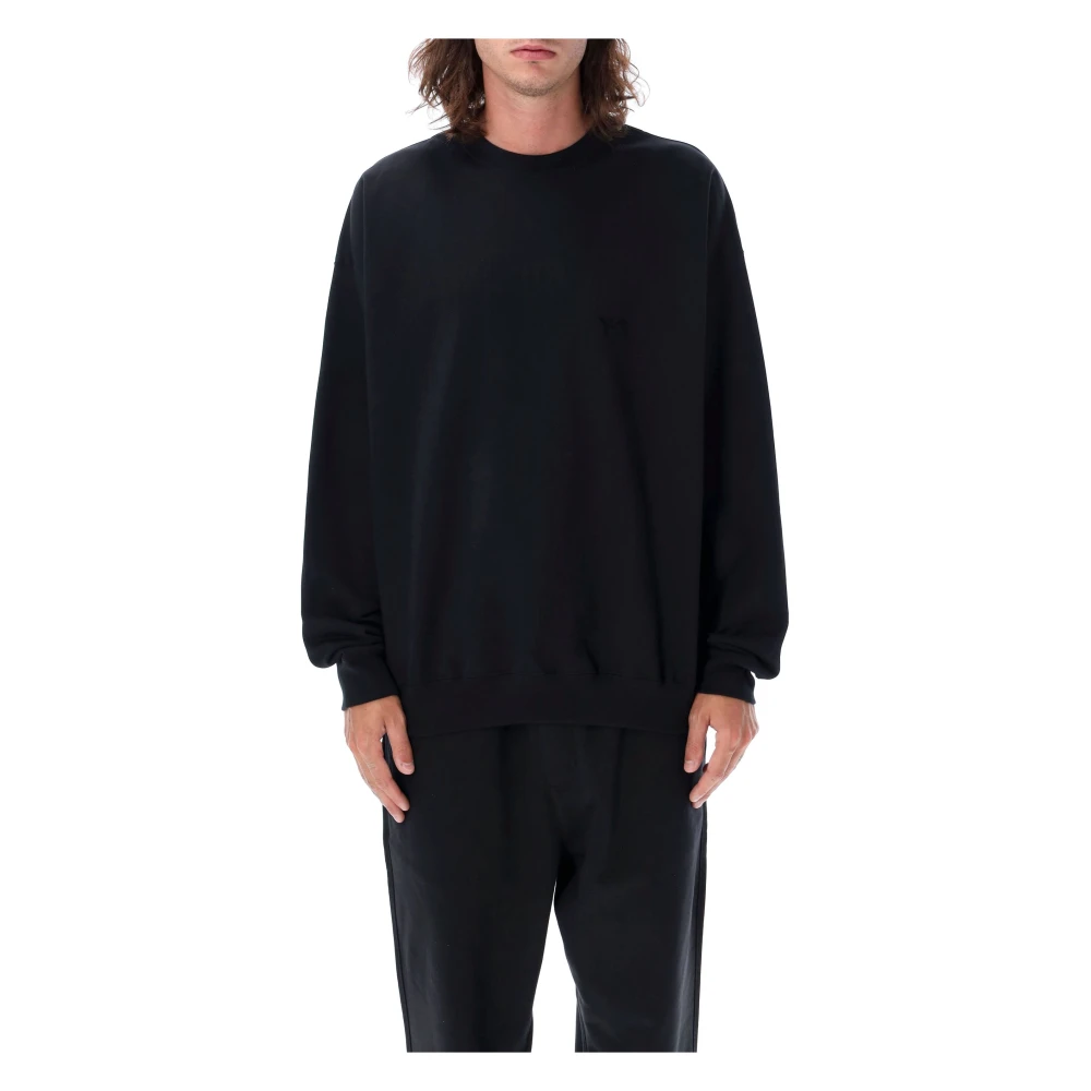 Y-3 Zwart Logo Crewneck Gebreide Kleding Aw24 Black Dames