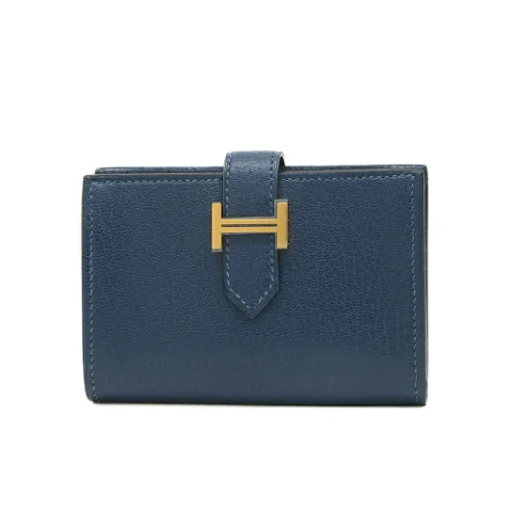 Hermès Vintage Pre-owned Leather wallets Blue Dames