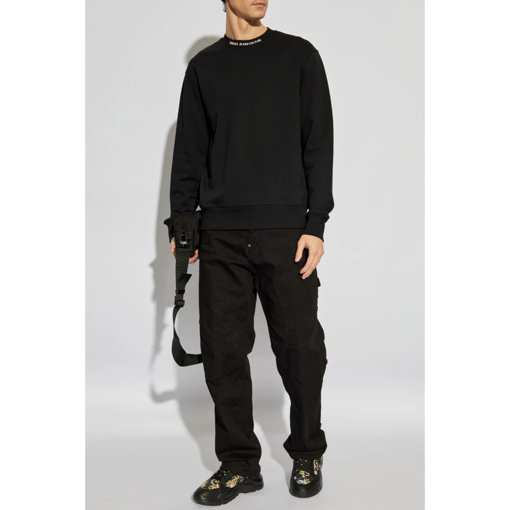 Versace Jeans Couture Sweatshirt met bedrukt logo Black Heren