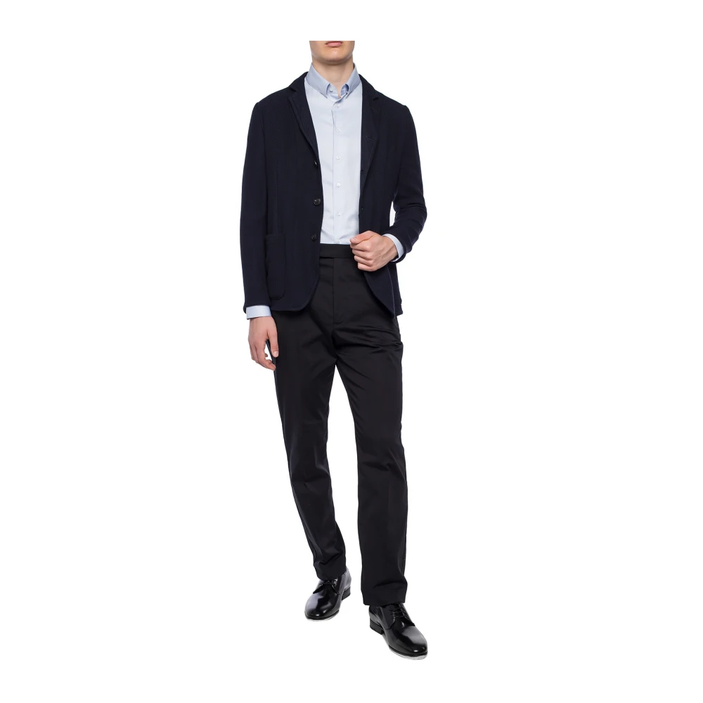 Giorgio Armani Overhemd met drukknoopkraag Blue Heren