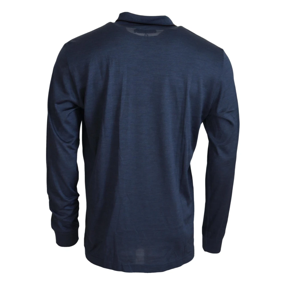 Dolce & Gabbana Zijden Blauwe Polo Sweater Elegant Logo Blue Heren