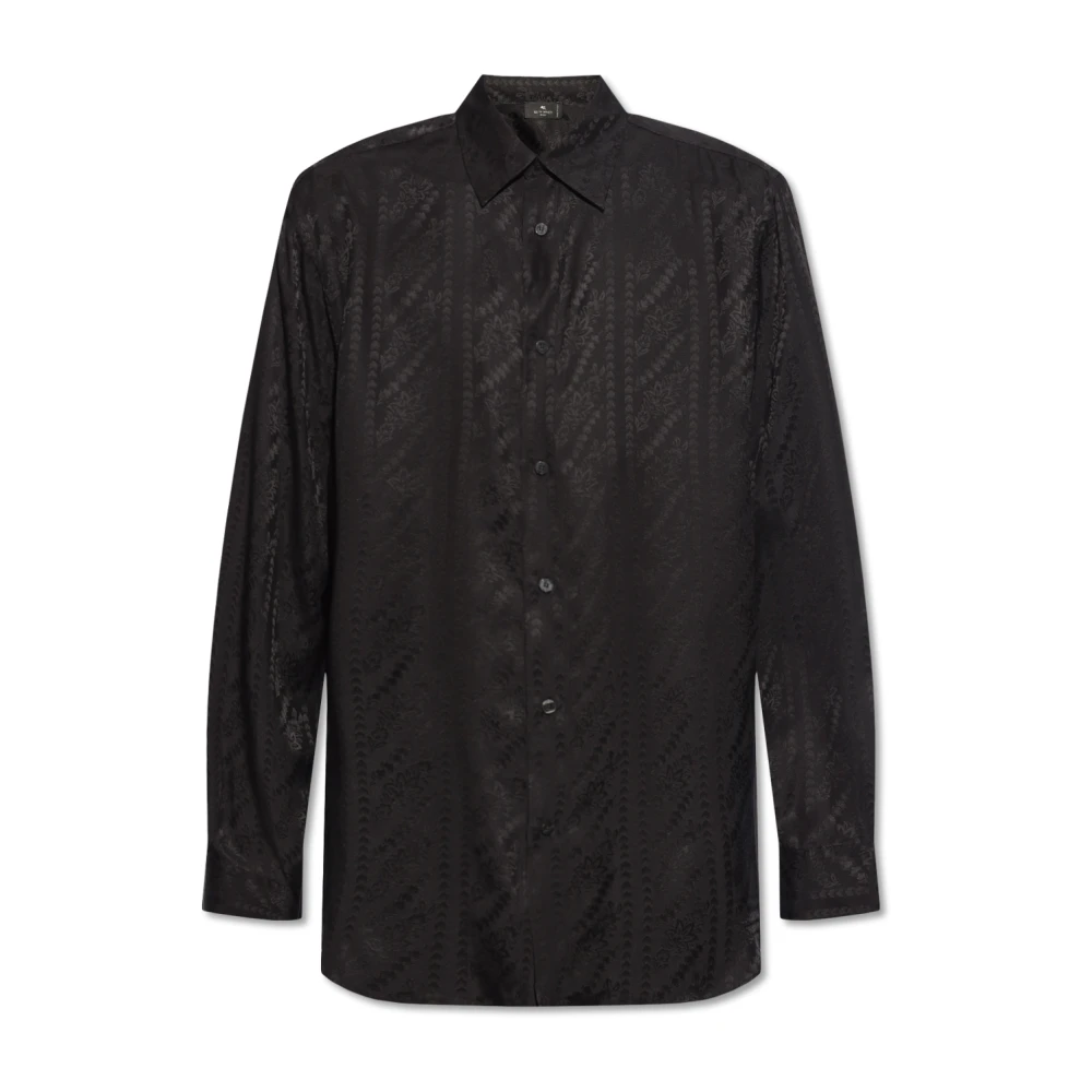 ETRO Zijden shirt met print Black Heren